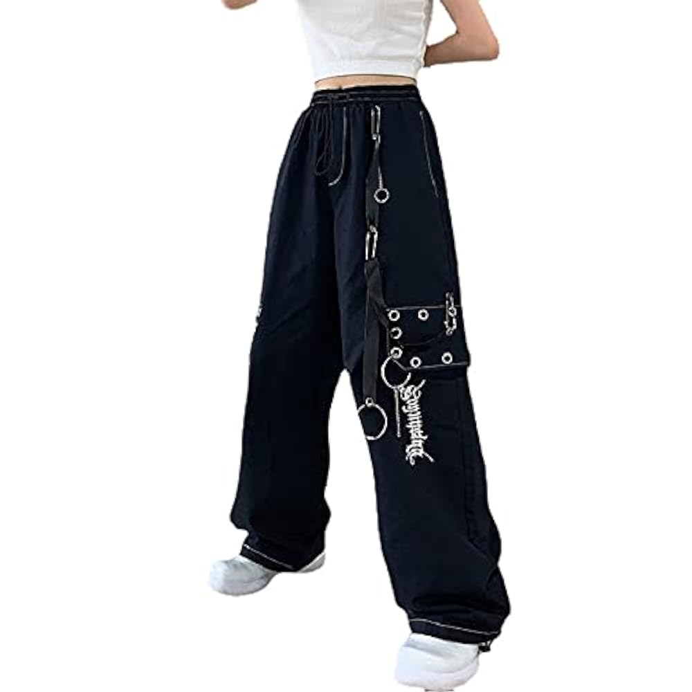 Cyber Fairy Grunge Pants,Y2K Aesthetic Cargo Track Pants